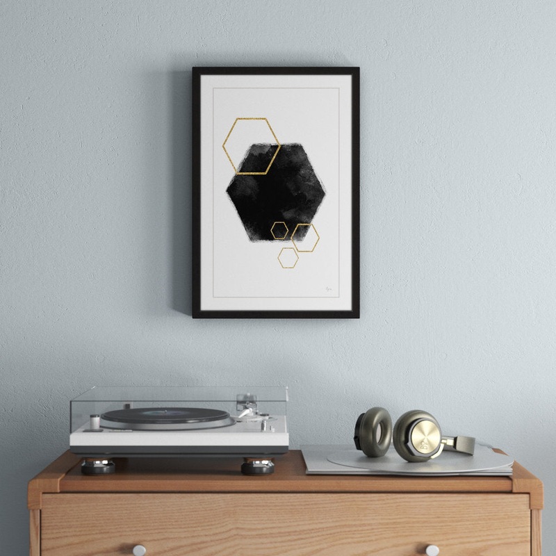 Black Hole Hexagon by Eyre Tarney Picture Frame  Print Etta Avenue Teen Size: 45″ H x 30″ W x 1.5″ D