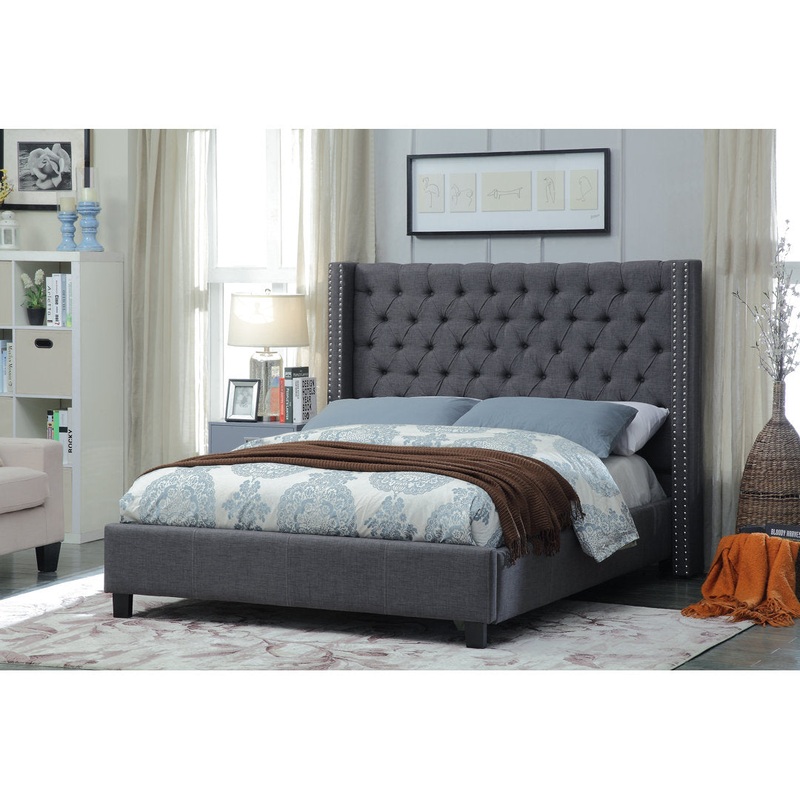 Colleen Tufted Upholstered Low Profile Platform Bed Joss & Main Color: Bed Grey Linen Size: Twin