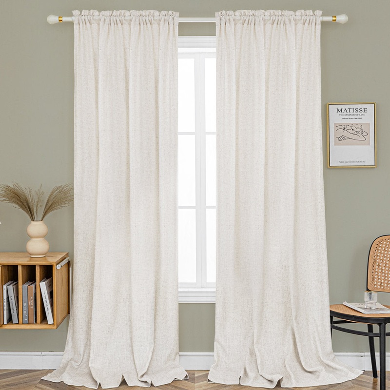 Jep Linen Blended Semi Sheer Rod Pocket Curtain Pair (Set of 2) Gracie Oaks Curtain Color: Natural Size per Panel: 52″ W x 108″ L
