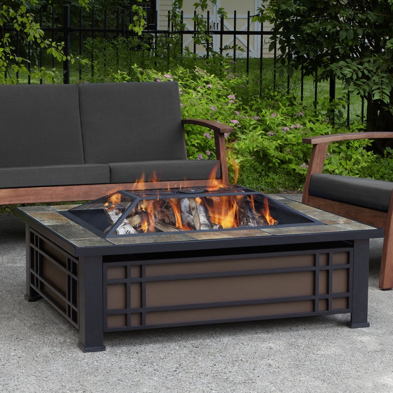 Hamilton Steel Wood Burning Fire Pit Table Real Flame