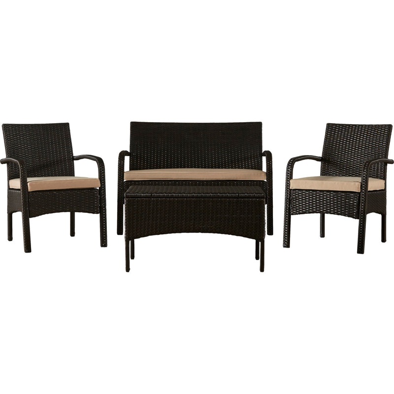 Berthony 4 Piece Rattan Sofa Seating Group with Cushions Winston Porter Frame Color/Cushion Color: Brown Frame/Tan Cushion