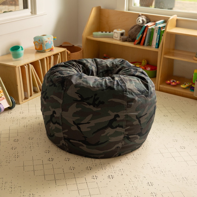 Classic Refillable Cotton Bean Bag Chair Mack & Milo Size: Small Body Fabric: Camouflage Cotton Twill