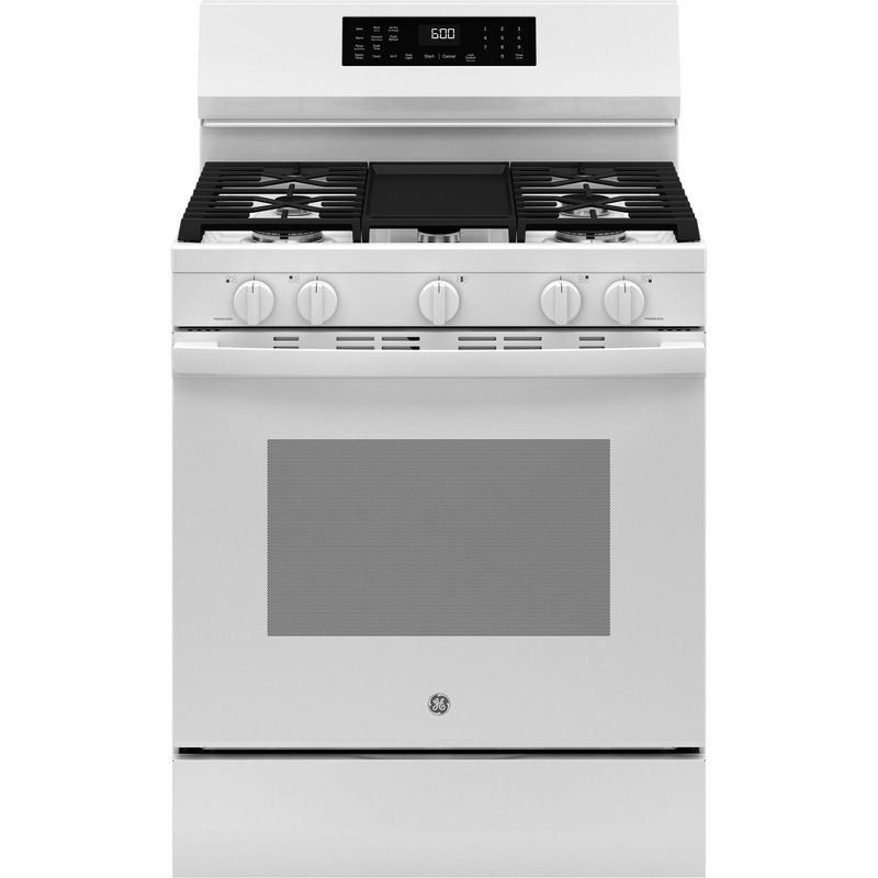 GGF600AVWW GE 30″ Free-Standing Gas Convection Range with No Preheat Air Fry and EasyWash Oven Tray