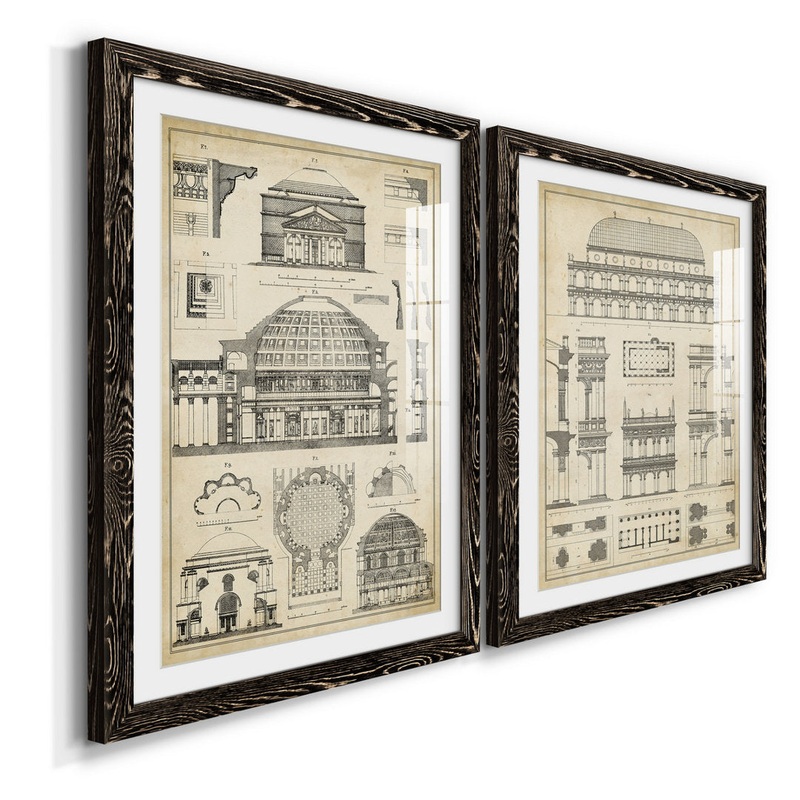 Vintage Architects Plan III – 2 Piece Picture Frame Graphic Art Print Set on Paper Williston Forge Size: 37.5″ H x 55″ W x 1.5″ D Format: Black Framed Paper
