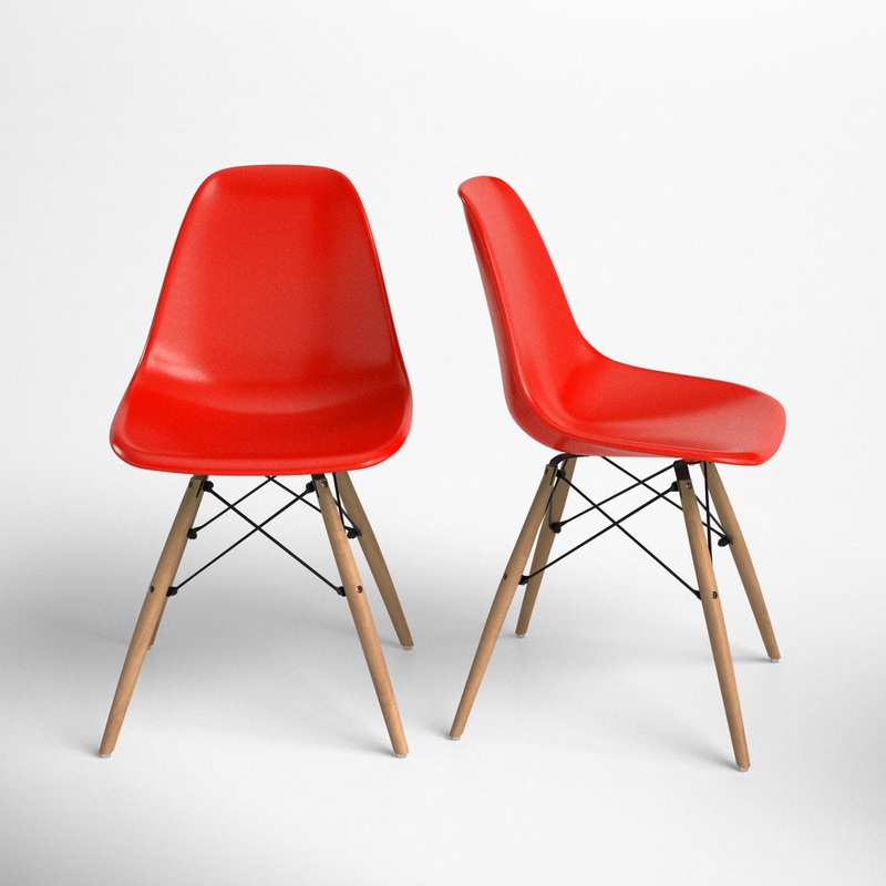 Jordan Side Chair (Set of 2) AllModern Leg Color: Natural, Seat Color: Red