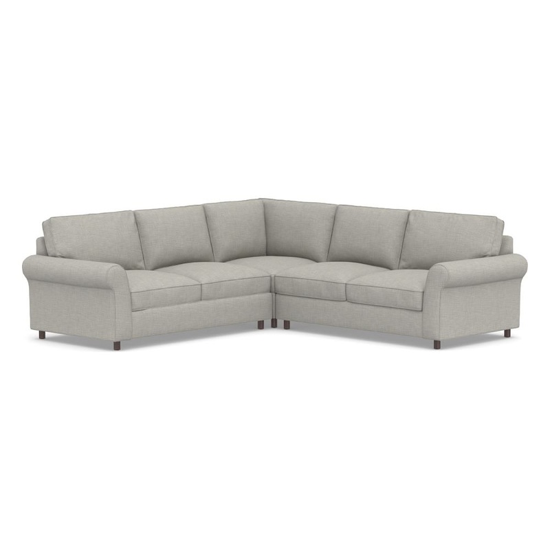 PB Comfort Roll Arm Upholstered 3-Piece L-Sectional
