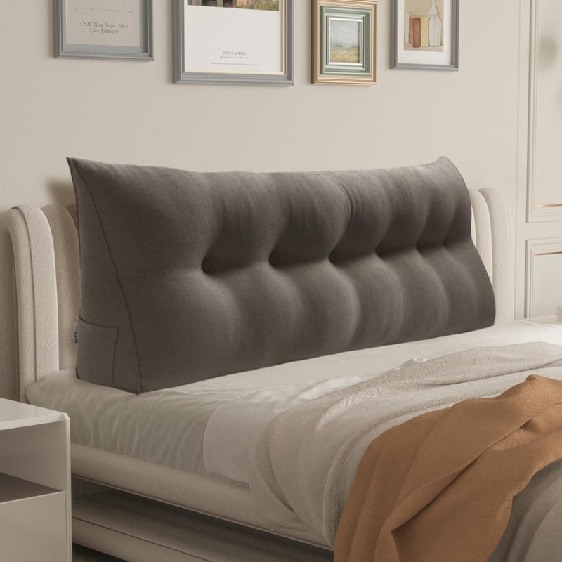 Sit-up Back Comfort Large Triangular Bolster Headboard Reading Wedge Pillow Versatile Bed Rest Positioning Support WOWMAX Color: Medium Gray Size: 20″H x 71″W