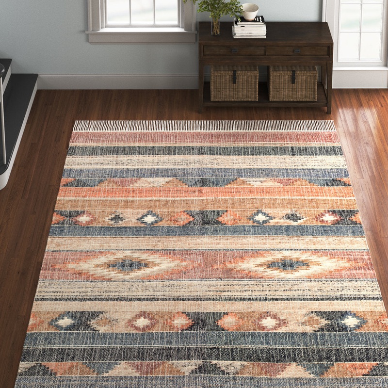 Brooke Southwesten Flatweave Jute/Cotton Blue/Rust Area Rug Kelly Clarkson Home Rug Size: Rectangle 5′ x 8′