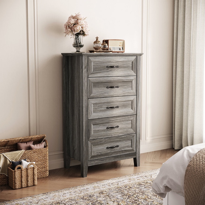 Humphrey 5 Drawer 27.5″ W Chest Laurel Foundry Modern Farmhouse Color: Gray