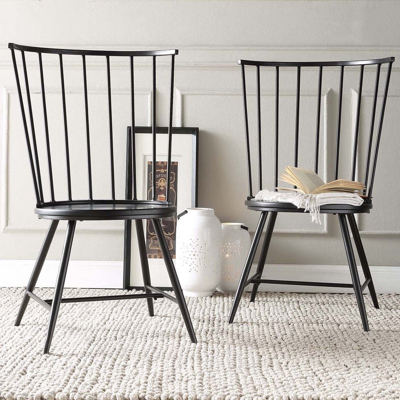 Kennamer Metal Slat Back Side Chair (Set of 2) Laurel Foundry Modern Farmhouse Color: Black