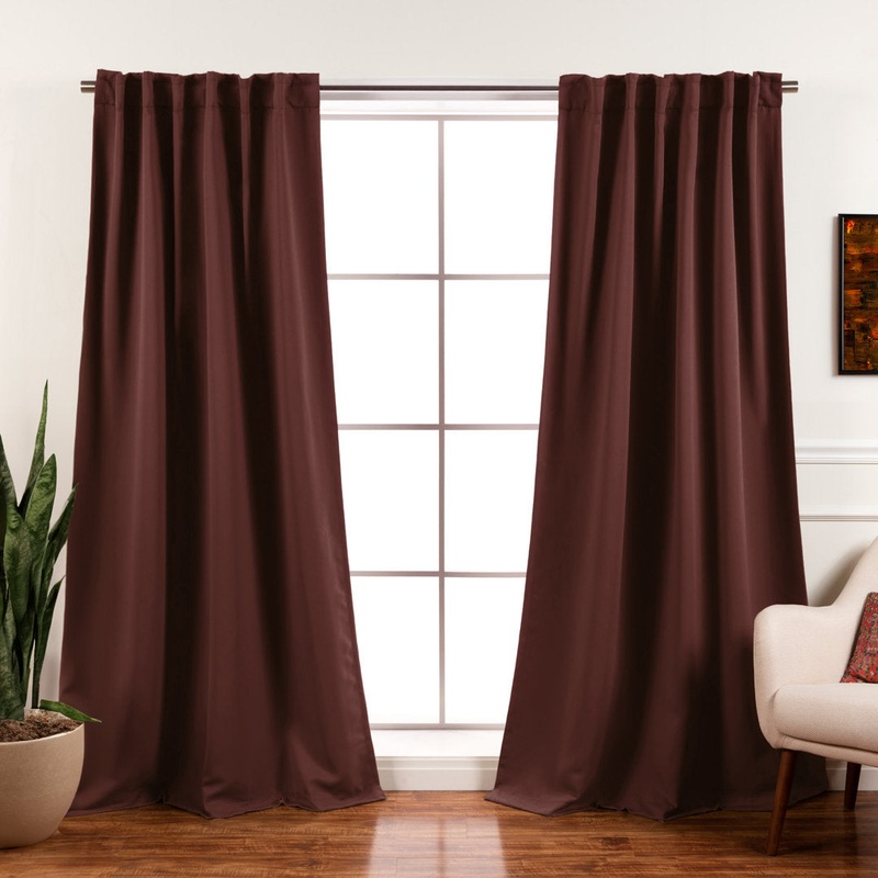 Bantam Solid Blackout Thermal Rod Pocket Curtain Panels (Set of 2) Ebern Designs Curtain Color: Chocolate Size per Panel: 52″ W x 102″ L