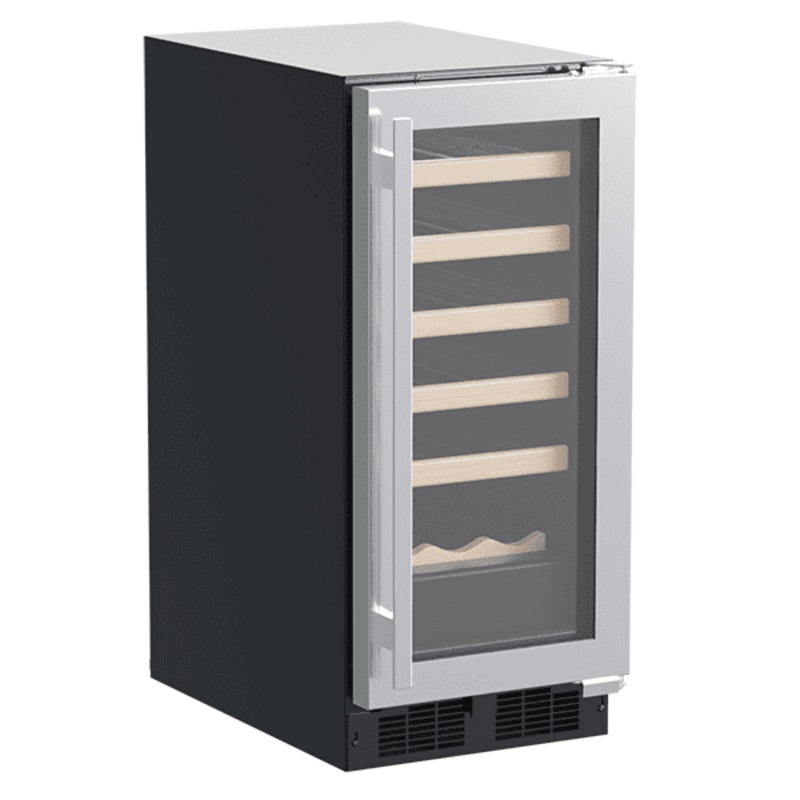 Marvel MLWC115SG01A 15-In Built-In Single Zone Wine Refrigerator With Wine Cradle With Door Style – Stainless Steel Frame Glass