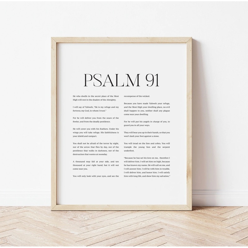 Psalm 91 Print Bible Verse Wall Art Christian Scripture Poster-24″x36″