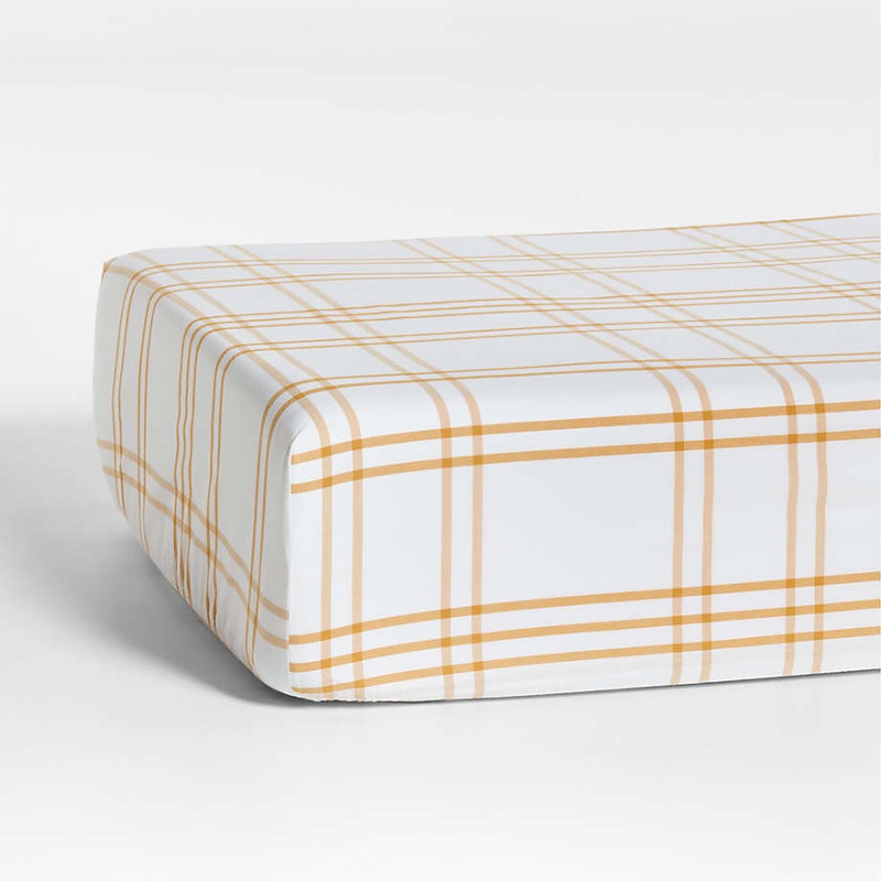 Stax Savannah Yellow Yarn Dyed Organic Cotton Baby Crib Fitted Sheet
