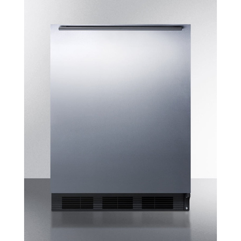 Summit CT66BBISSHHADA Built-In Undercounter Ada Compliant Refrigerator-Freezer For General Purpose Use, W/Dual Evaporator Cooling, Ss Door, Horizontal Handle, And Black Cabinet