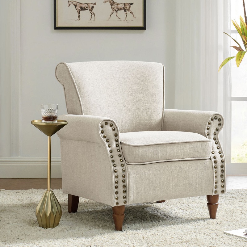 Asul Upholstered Armchair with Solid Wood Legs Wade Logan Fabric: Ivory Polyester