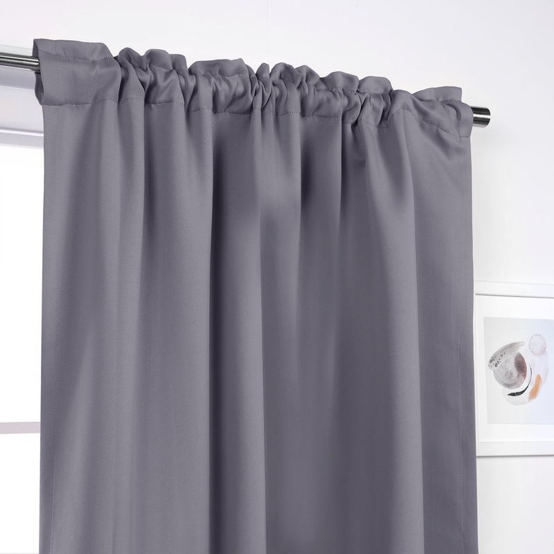 Bantam Solid Blackout Thermal Rod Pocket Curtain Panels (Set of 2) Ebern Designs Curtain Color: Gray Size per Panel: 52″ W x 120″ L