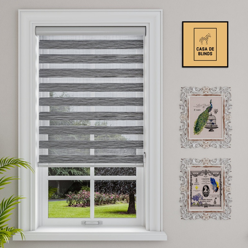 Zebra Blinds Window Dual Layer Roller Shades, Corded Horizontal Blind, Bedroom, Privacy, 72″ Length Symple Stuff Color: Gray Size: 30″W x 72″L