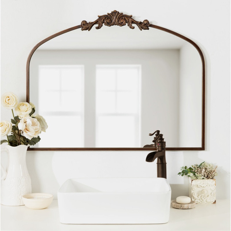 Anglo Arendahl Traditional Accent Mirror Fleur De Lis Living Size: 28.5″ x 36″ Finish: Bronze