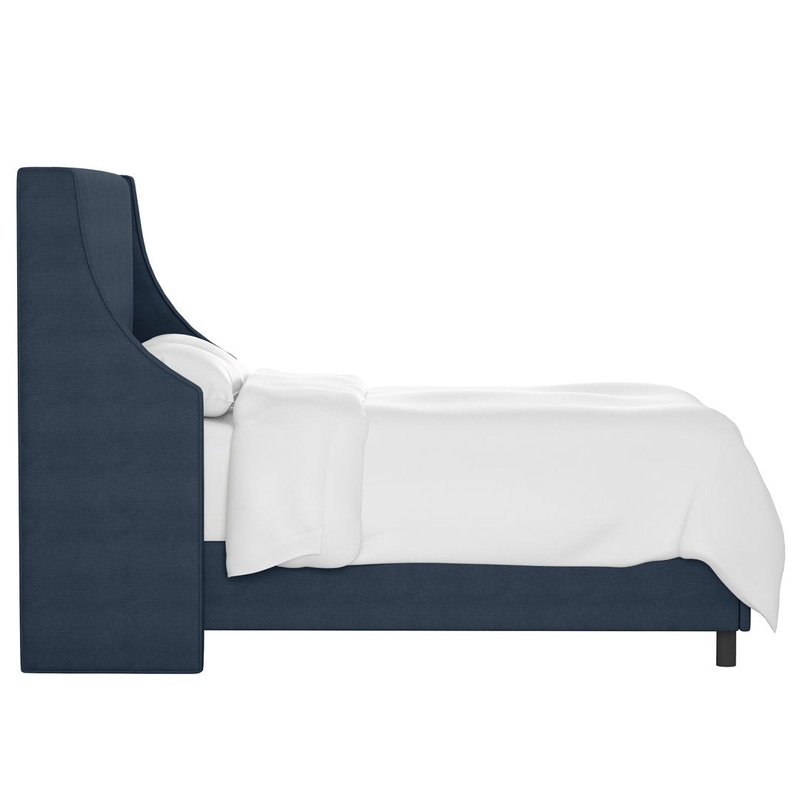 Bernadine Upholstered Low Profile Standard Bed Mercury Row Color: Zuma Navy Textured Linen Size: Twin