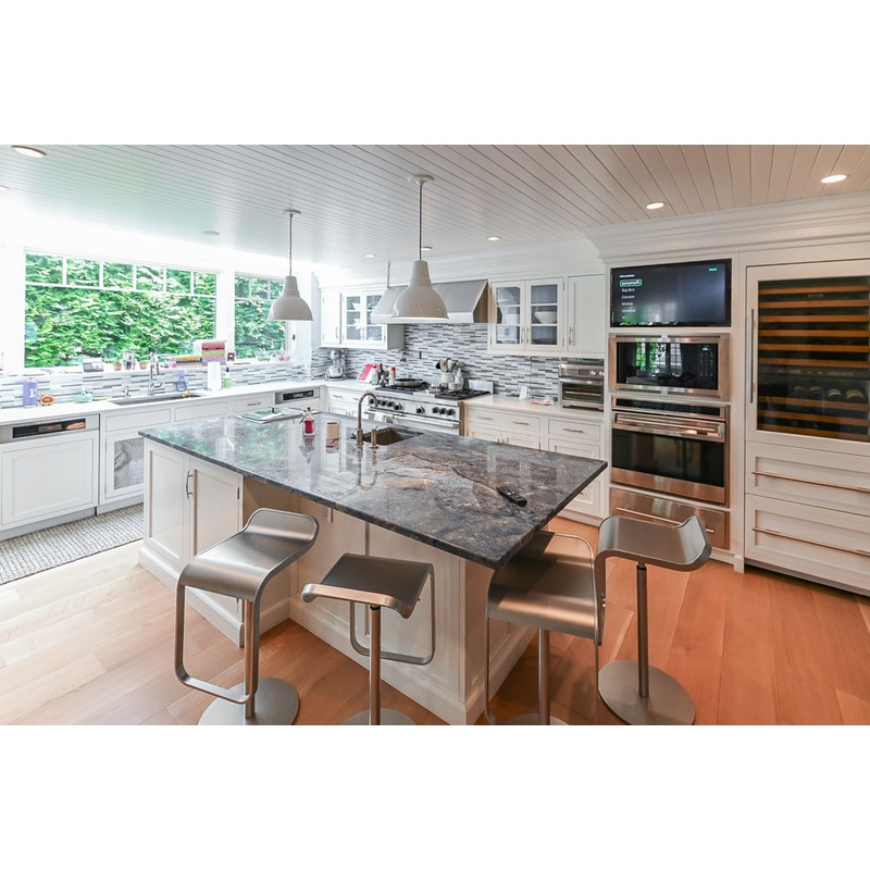 Plain & Fancy Transitional White Kitchen with Island, Countertops and Wolf & Sub-Zero Appliances