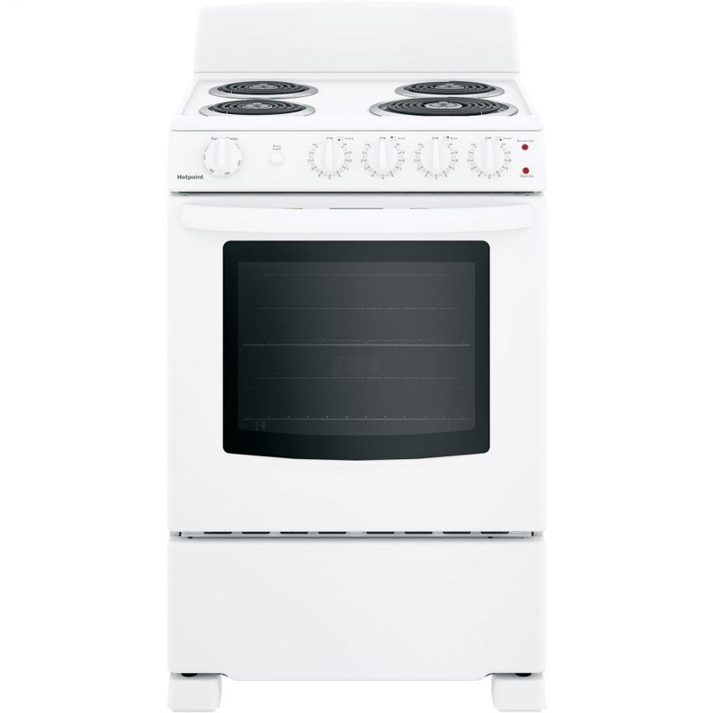 RAS240DMWW Hotpoint ENERGY STAR 24″ Electric Free-Standing Front-Control Range