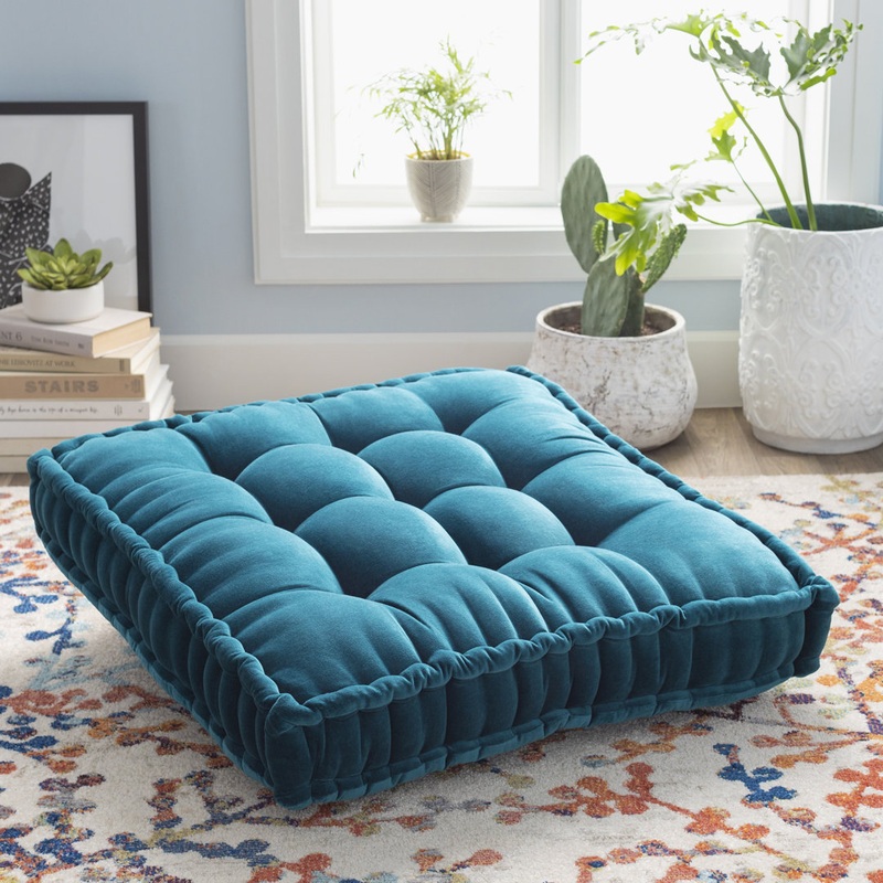 Stratos Border Square Pillow Cover & Insert AllModern Color: Teal Size: 24″ x 24″