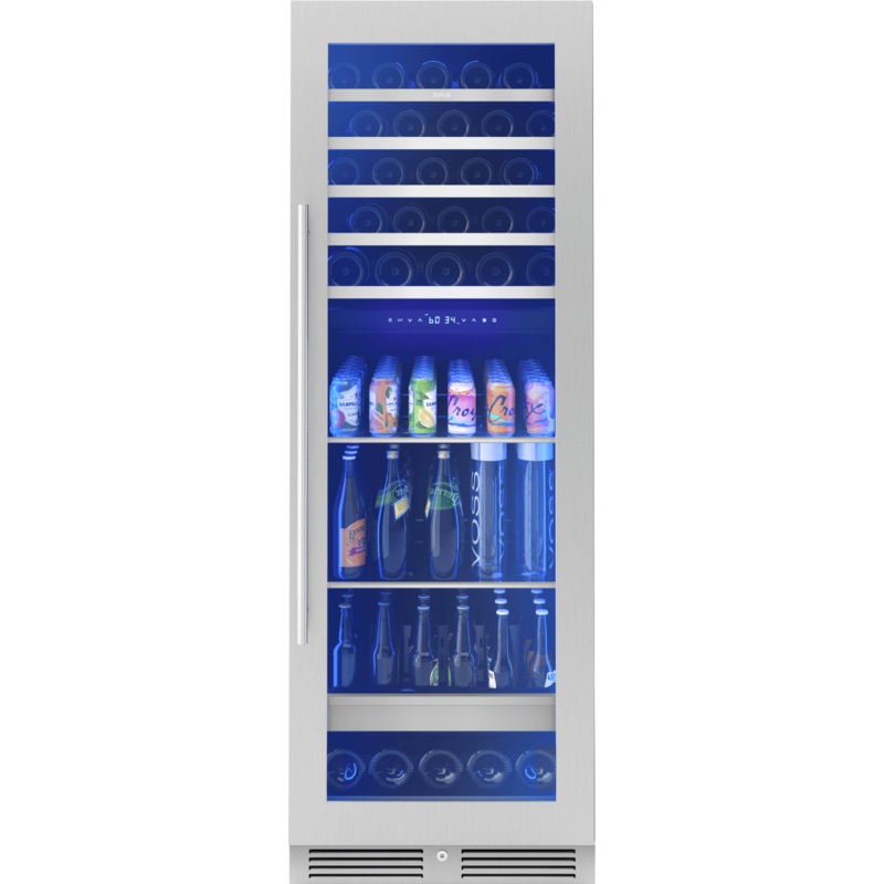 Zephyr PRWB24F02BG Presrv Wine and Beverage Cooler, 24in, Full Size, SS+Glass, Reversible Door, 2 Zones
