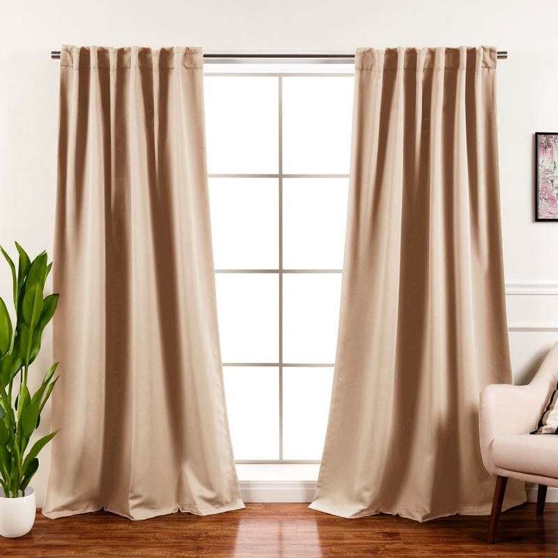 Bantam Solid Blackout Thermal Rod Pocket Curtain Panels (Set of 2) Ebern Designs Curtain Color: Beige Size per Panel: 52″ W x 84″ L