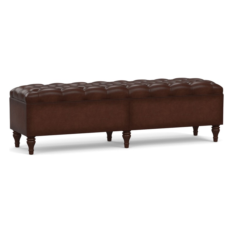 Lorraine Tufted Leather King Storage Bench