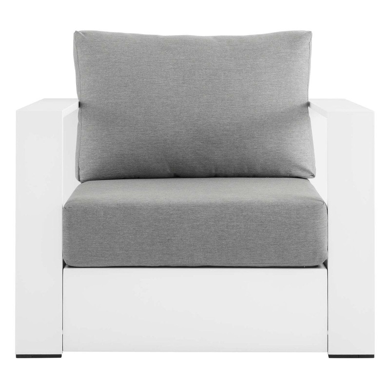 Modway Tahoe Outdoor Patio Powder-Coated Aluminum Armchair Modway Cushion Color: Gray, Frame Color: White