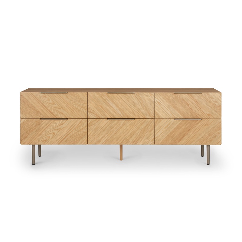 Nera Oak 6 Drawer Low Double Dresser