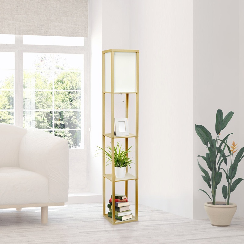 Abeyta 62.75″ Column Floor Lamp Mercury Row Teen Bulb Included: No, Base Finish: Tan