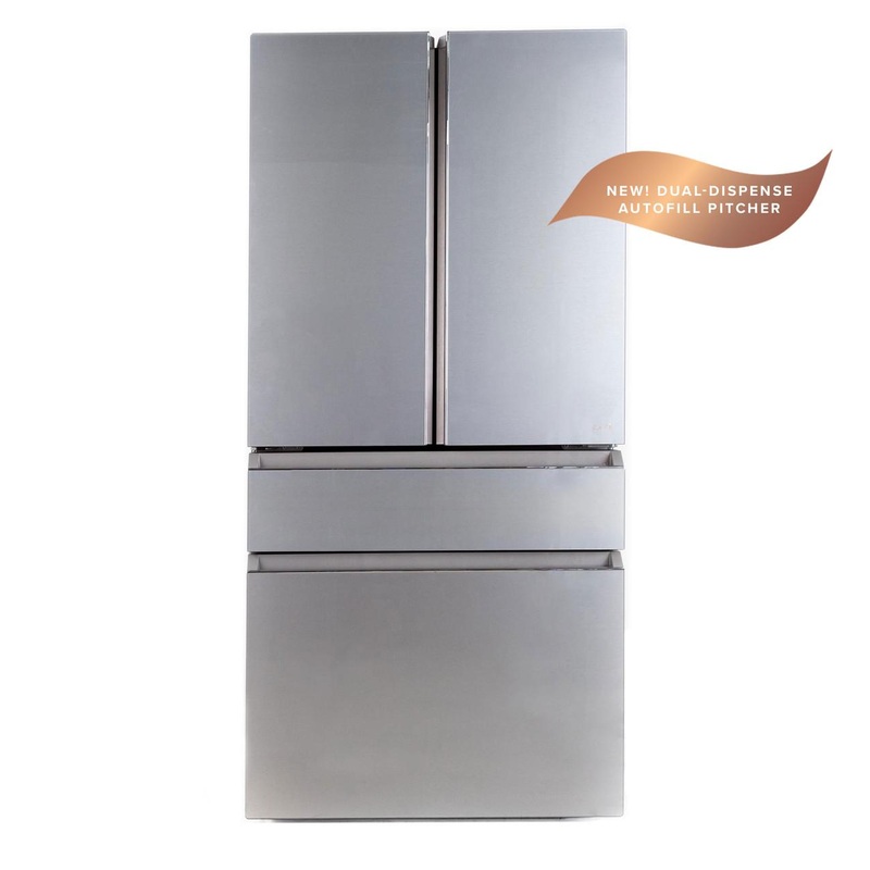 Cafe CGE29DM5TS5 Caf Energy Star 28.7 Cu. Ft. Smart 4-Door French-Door Refrigerator In Platinum Glass With Dual-Dispense Autofill Pitcher