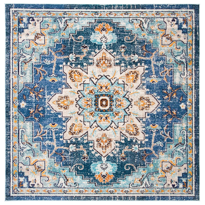 Felty Oriental Blue/Light Blue Area Rug Langley Street Rug Size: Square 5′