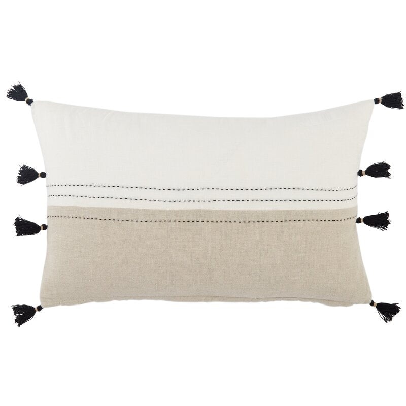 Griffin Striped Linen Reversible Throw Pillow