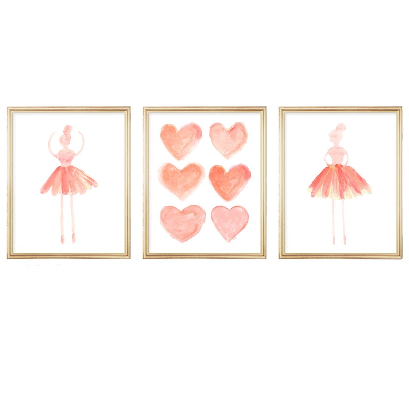 Little Girls Ballet Artwork, Paper Prints (Set of 3) Outside In Art Studio Color: All Coral Size: 14″ H x 11″ W x 0.06″ D