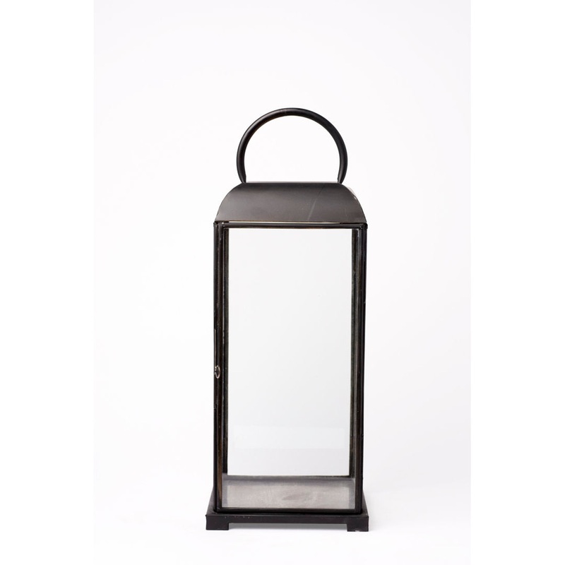 Tall Glass and Metal Lantern Gracie Oaks Size: 17″ H x 6.75″ W x 6.75″ D