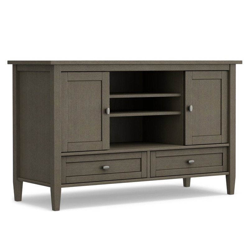 Warm Shaker SOLID WOOD TV Media Stand iFor TVs up to 50 inches Simpli Home Color: Farmhouse Gray