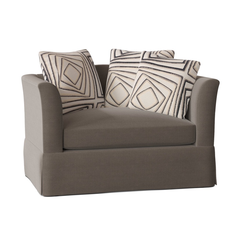 Charlene 50″ Wide Armchair Highland Dunes Body Fabric: Sugarshack Glacier, Throw Pillow Fabric: Bevin Marble