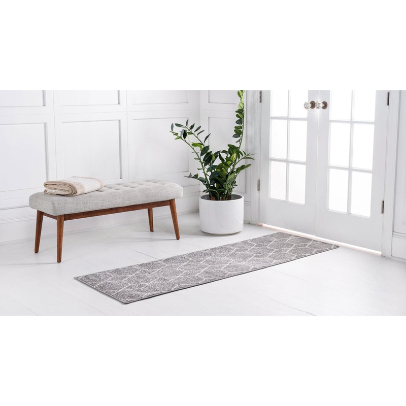 Debrodie Geometric Light Gray Area Rug George Oliver Rug Size: Runner 2′ x 8’8″
