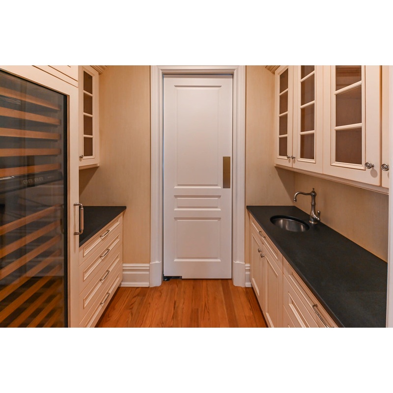 Traditional Cream Butler’s Pantry with Sub-Zero Tall Wine Cooler