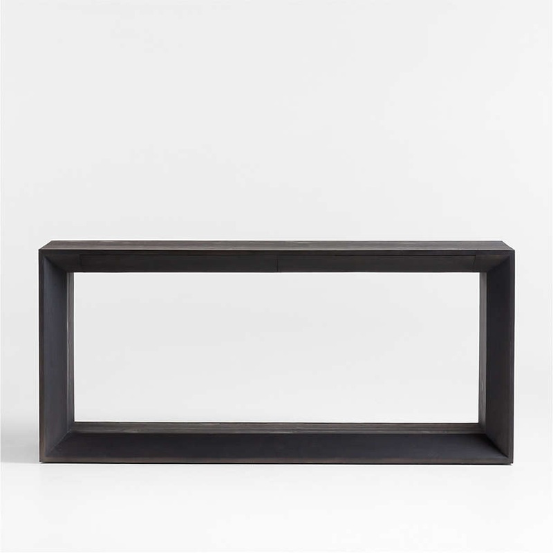 Ebonized Pine Wood Storage Console Table
