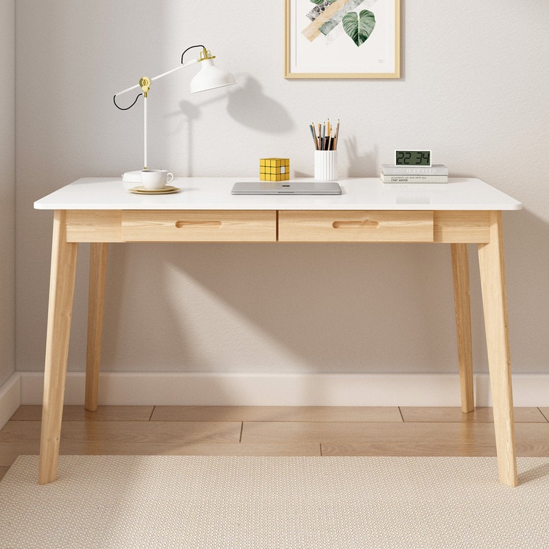 Latwon Wooden Desk Corrigan Studio Color (Top/Frame): White/Burlywood Size: 29.5″ H x 47.2″ W x 21.7″ D