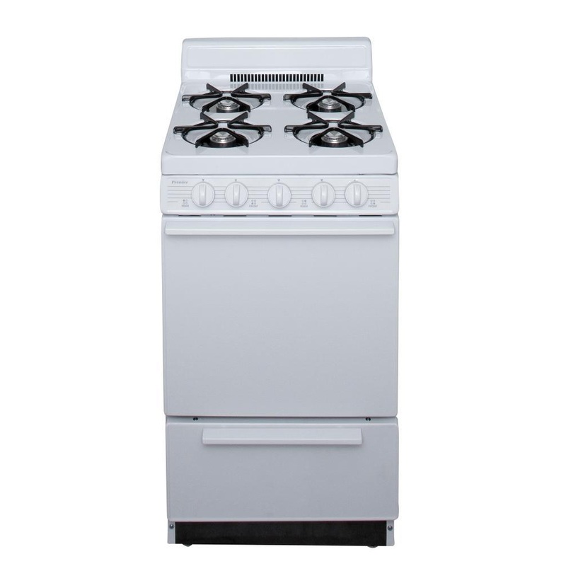 Premier BAK100OP 20 in. Freestanding Battery-Generated Spark Ignition Gas Range in White
