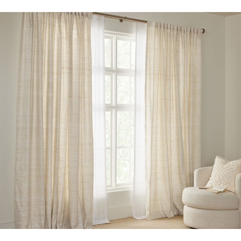 Raw Silk Linen Curtain-96″