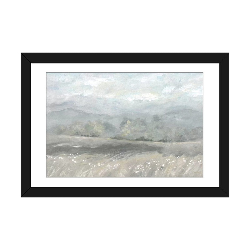 Country Meadow Landscape Neutral by Cynthia Coulter – Wrapped Canvas Painting Print East Urban Home Size: 24″ H x 32″ W x 1″ D Format: Black Framed