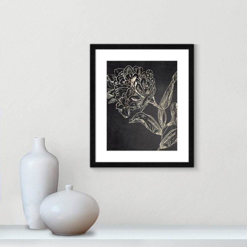 Golden Flower Folklore II by Asia Jensen – Picture Frame Graphic Art Joss & Main Size: 19″ H x 16″ W  Format: Black Wood Grain Framed