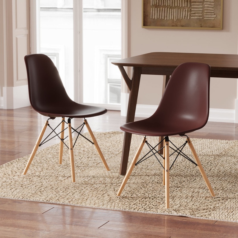 Jordan Side Chair (Set of 2) AllModern Leg Color: Natural, Seat Color: Brown