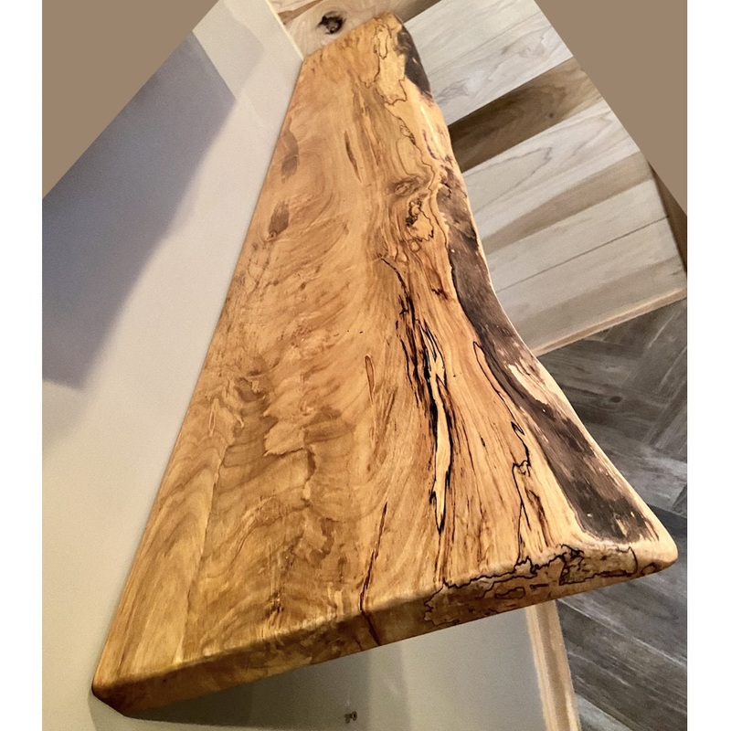 Maple Solid Wood Floating Shelf with Live Edge Steel Oak Size: 2″ H x 30″ W x 12″ D